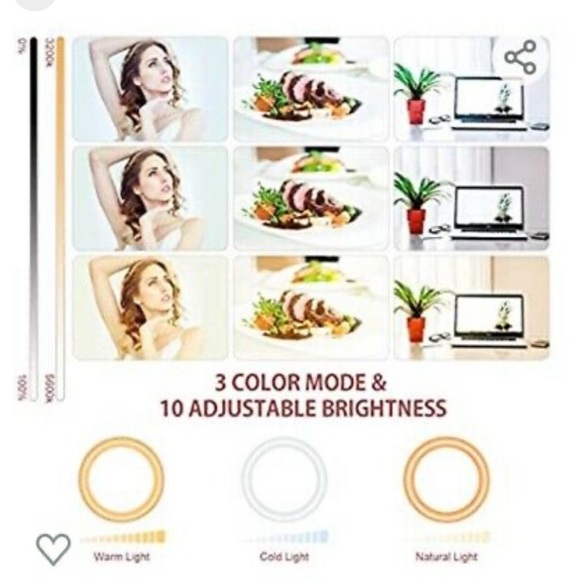 10" Ring Light with Stand and Phone Holder, HQOON Upgraded LED - Picture 3 of 6